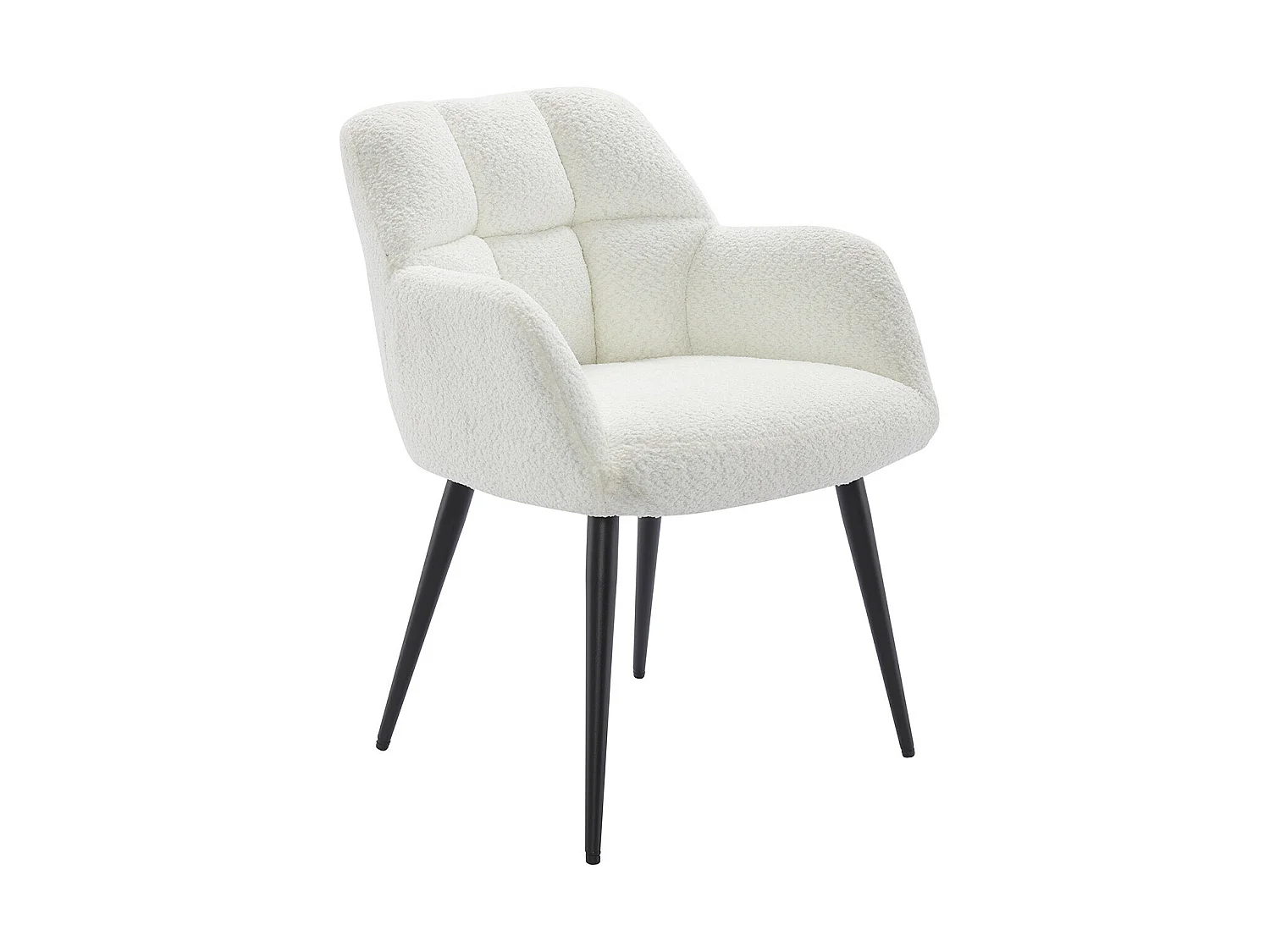 Lot de 6 chaises avec accoudoirs - Tissu bouclette et métal noir - Blanc - PEGA de PASCAL MORABITO