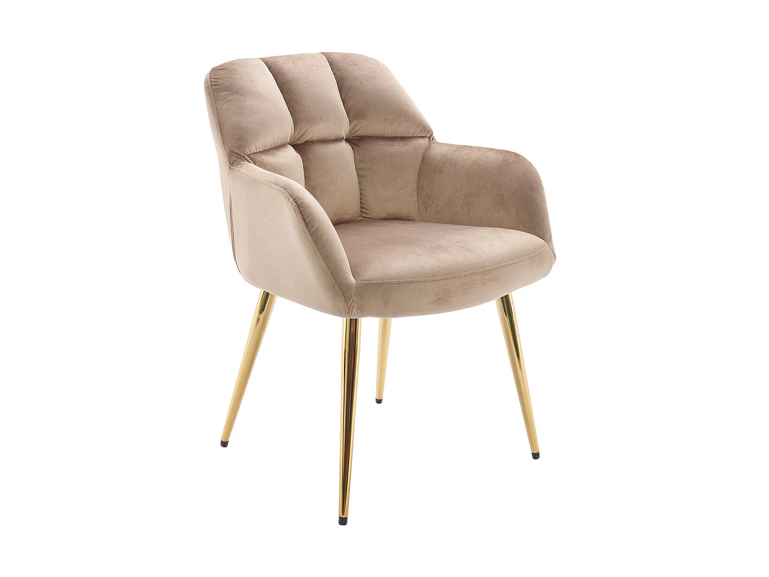 Sedia con braccioli Velluto e Metallo Dorato Beige - Lotto di 6 - PEGA