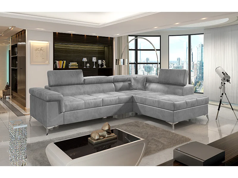 Ecksofa Galano R/Stoff-Grau