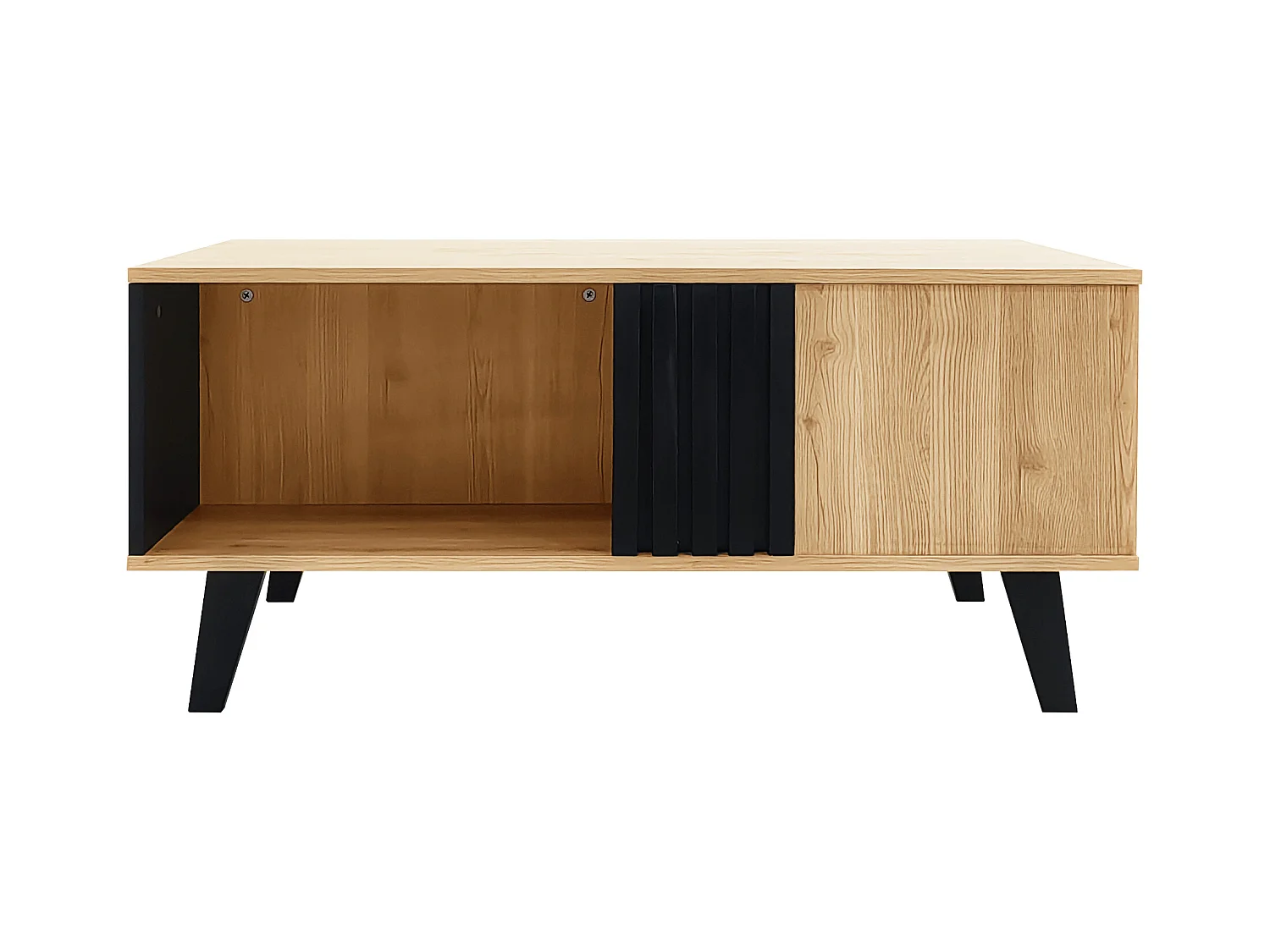 Salontafel met 3 vakken - Naturel & Zwart