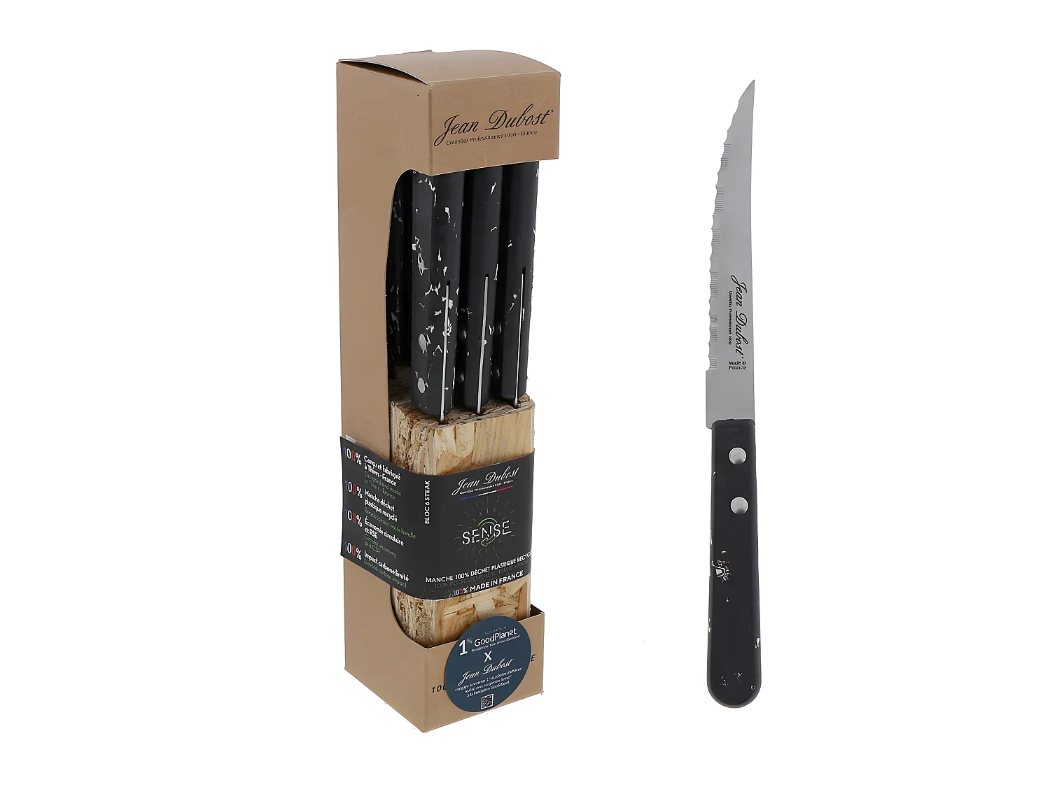 Bloc 6 couteaux à steak Sense noir