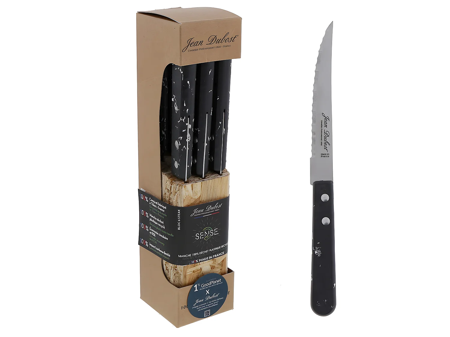 Bloc 6 couteaux à steak Sense noir