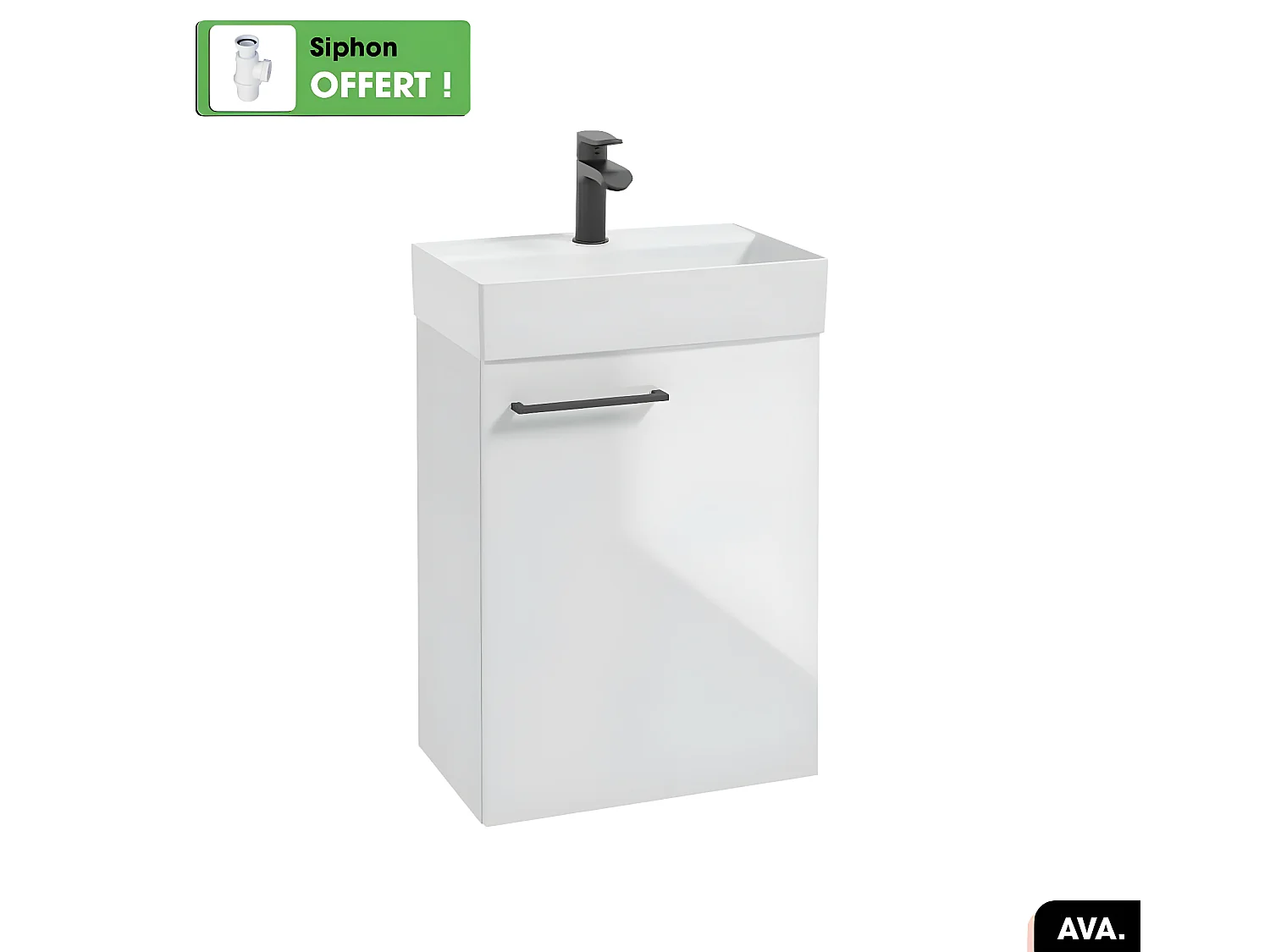 Vasque à encastrer avec siphon OFFERT | AVA | Blanc | 48 × 10 × 31
