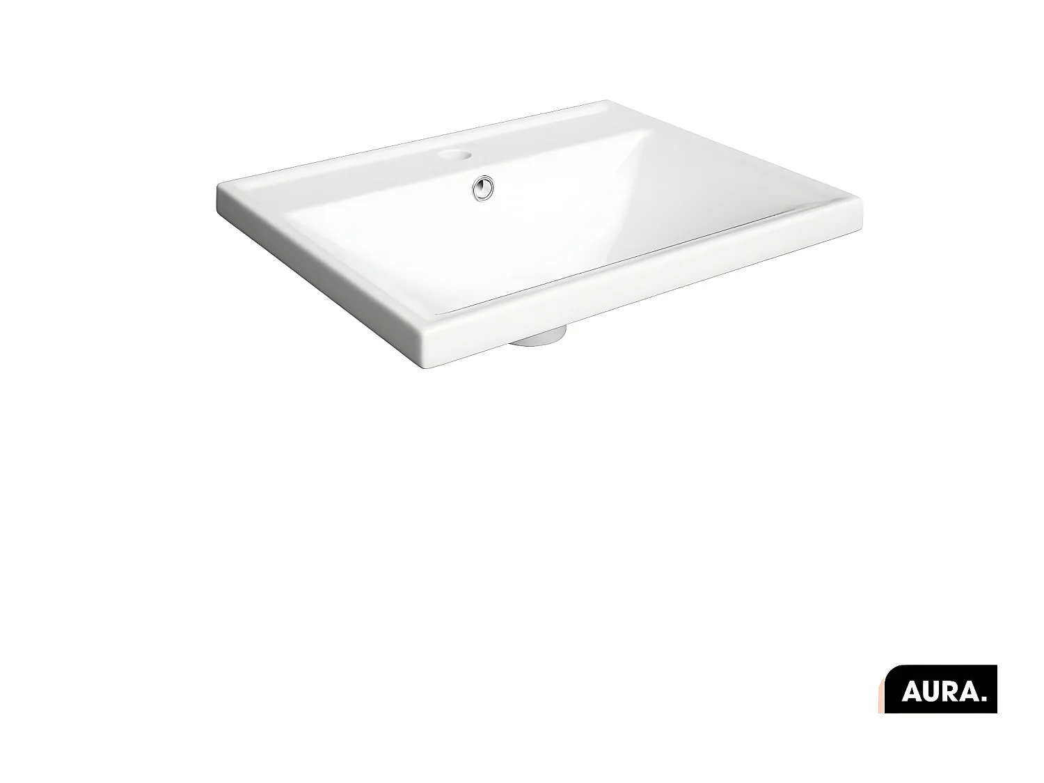 Vasque à encastrer avec siphon OFFERT | AURA | Blanc | 62 × 5 × 41