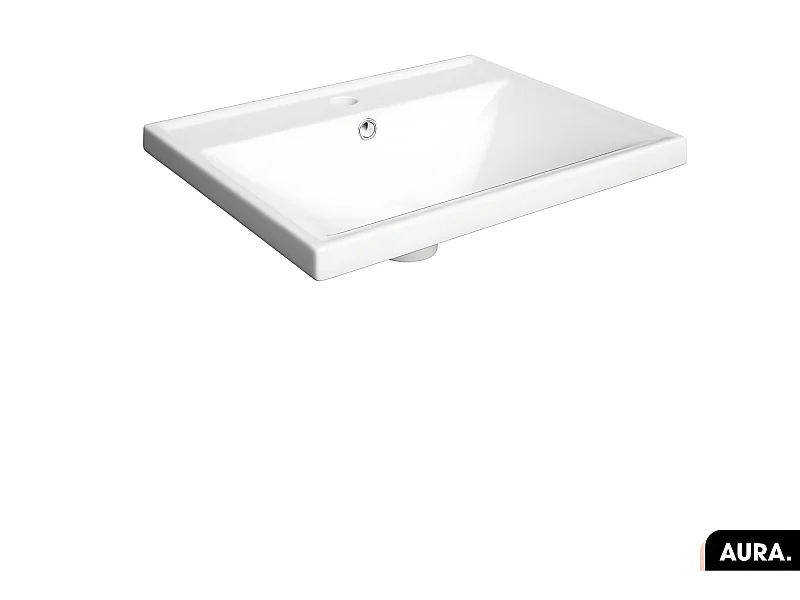 Vasque à encastrer avec siphon OFFERT | AURA | Blanc | 62 × 5 × 41