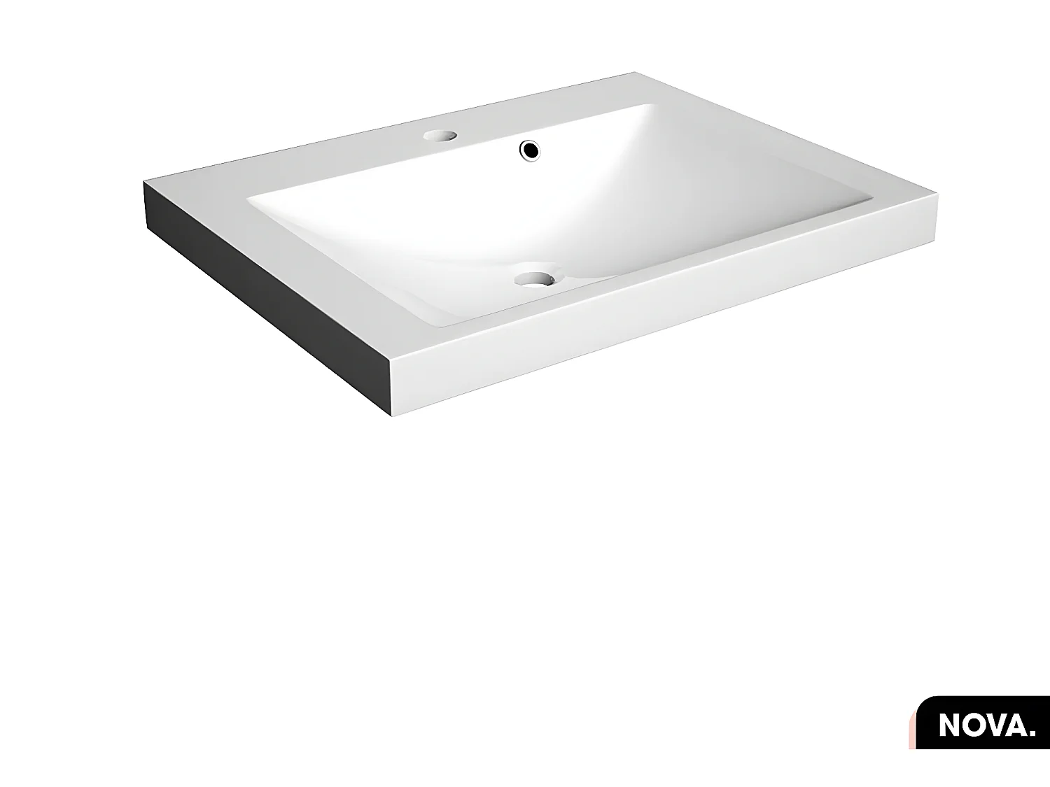 Vasque à encastrer avec siphon OFFERT | NOVA | Blanc | 60 × 6 × 46