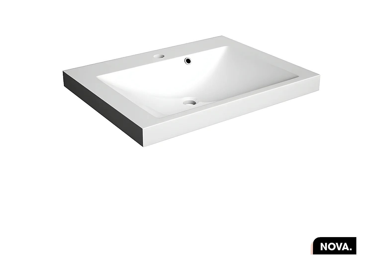 Vasque à encastrer avec siphon OFFERT | NOVA | Blanc | 60 × 6 × 46