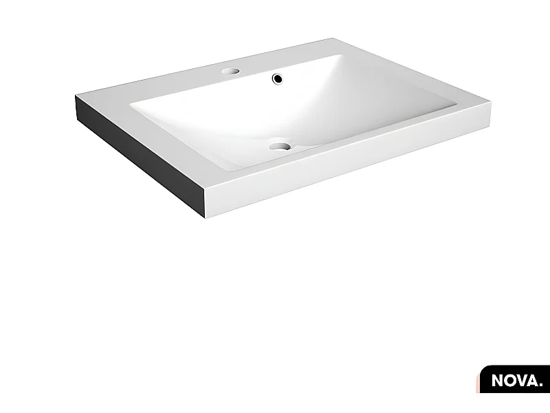 Vasque à encastrer avec siphon OFFERT | NOVA | Blanc | 60 × 6 × 46