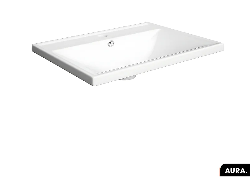 Vasque à encastrer avec siphon OFFERT | AURA | Blanc | 81 × 5 × 40