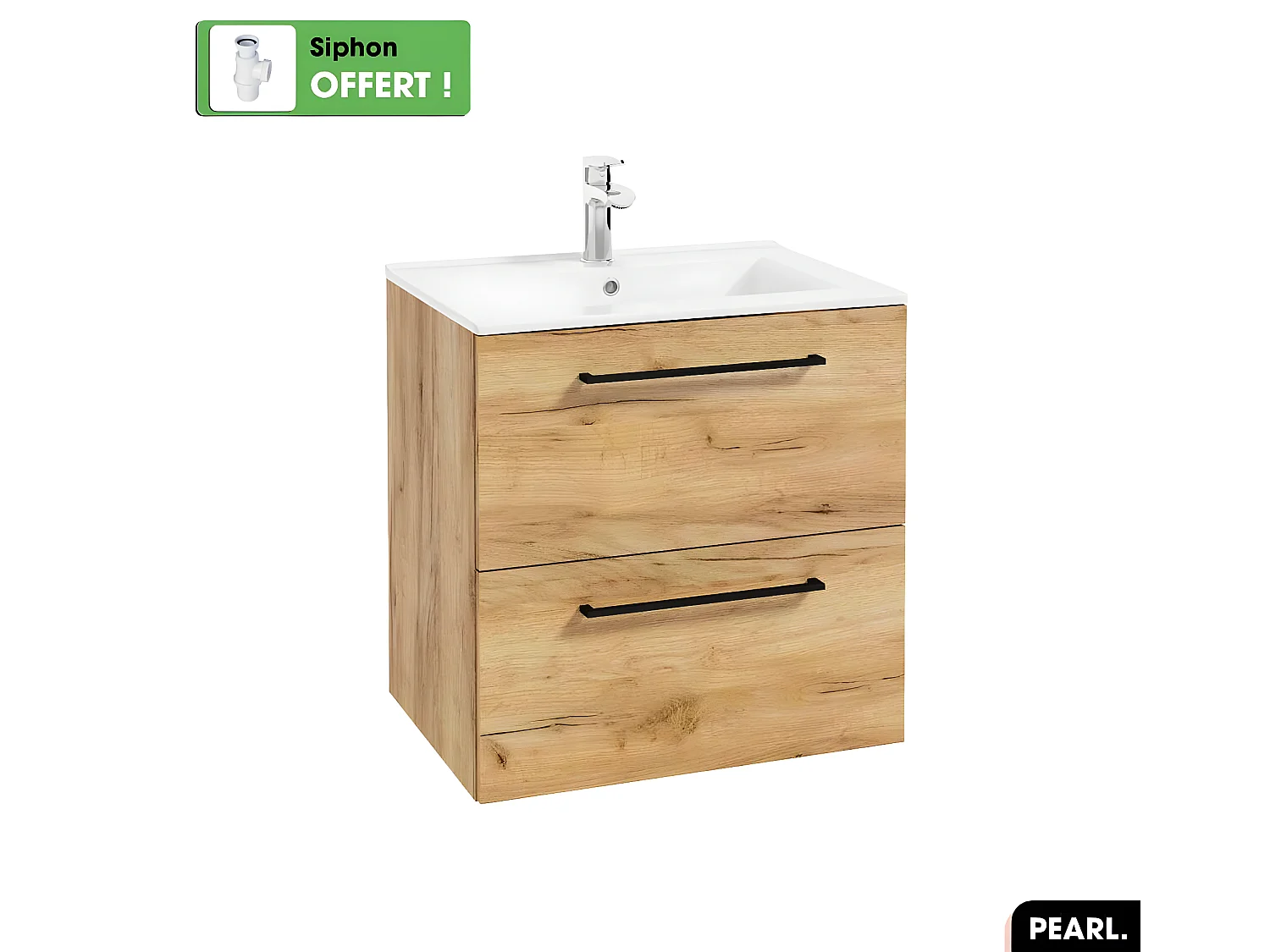 Vasque à encastrer avec siphon OFFERT | PEARL | En Verre | 61 × 2 × 46