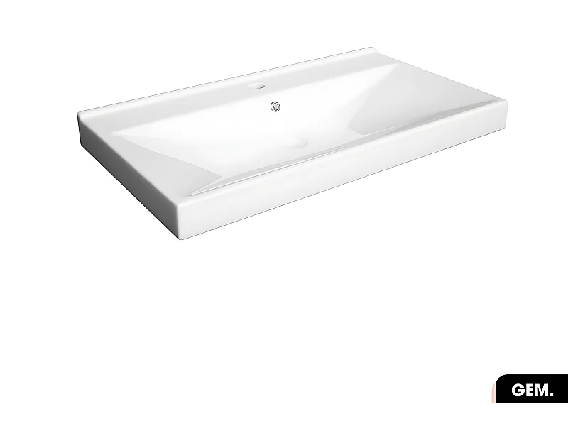 Vasque à encastrer avec siphon OFFERT | GEM | Blanc | 81 × 7 × 46