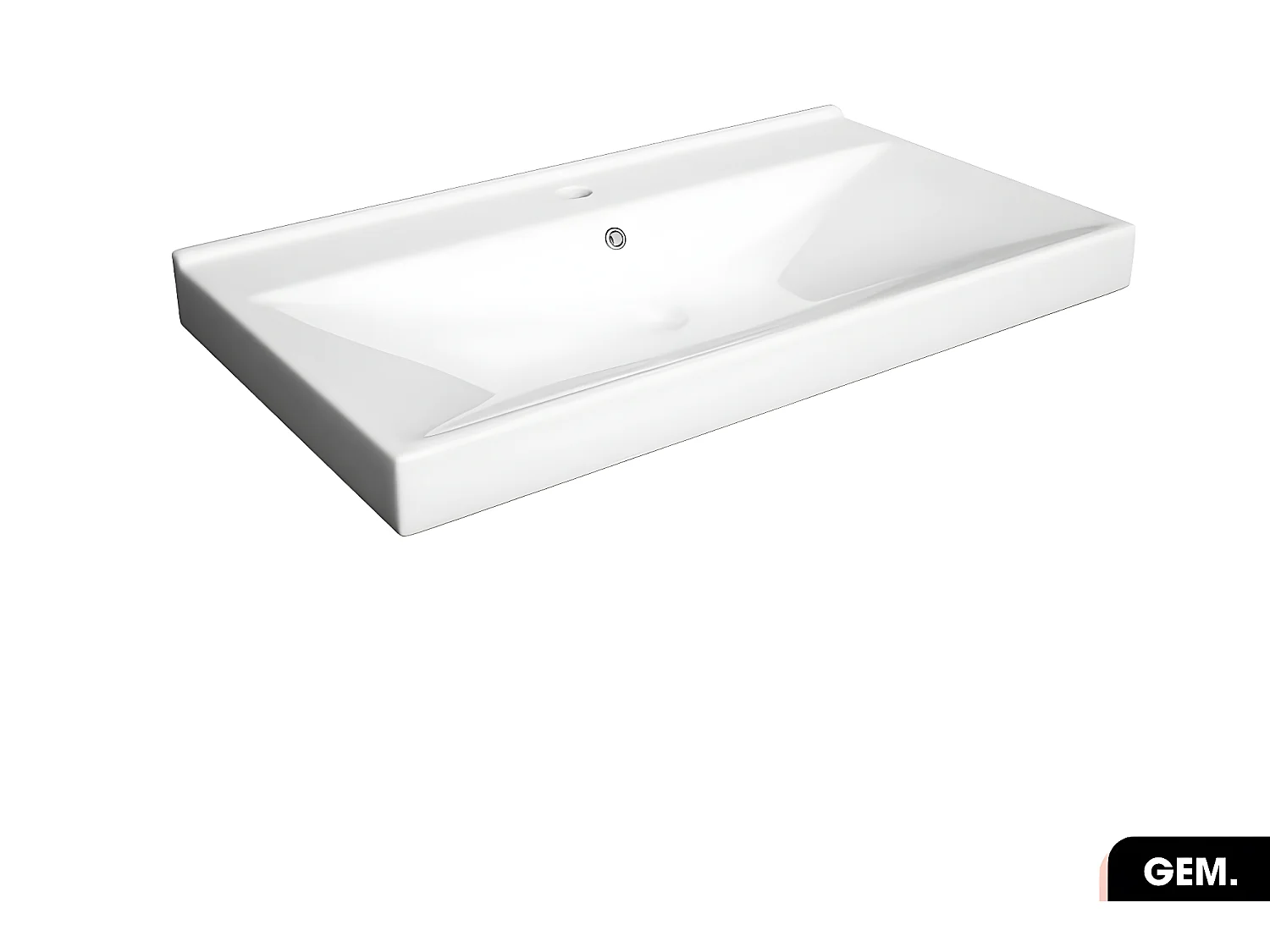 Vasque à encastrer avec siphon OFFERT | GEM | Blanc | 81 × 7 × 46