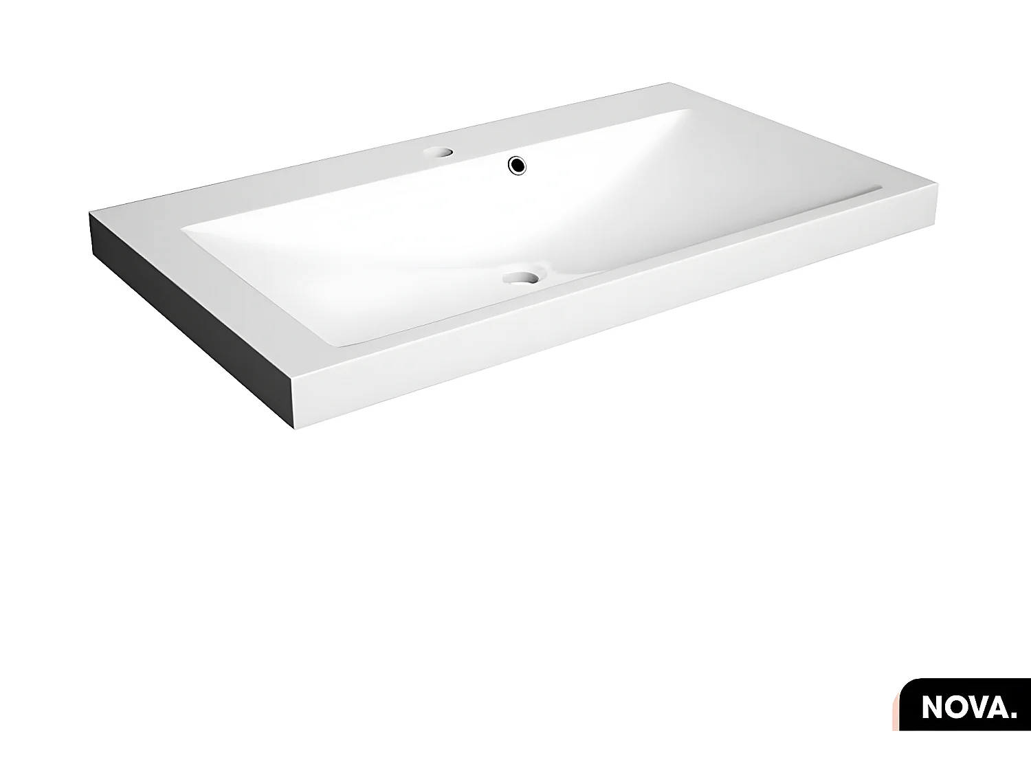 Vasque à encastrer avec siphon OFFERT | NOVA | Blanc | 80 × 6 × 46