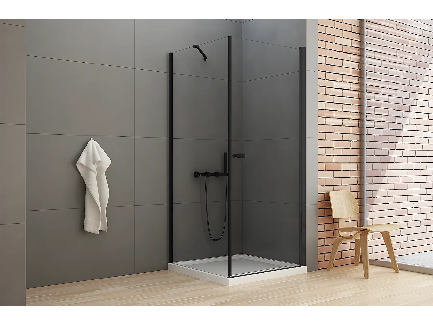 Cabine de douche pivotante  100x90 cm noir RHODES BLACK