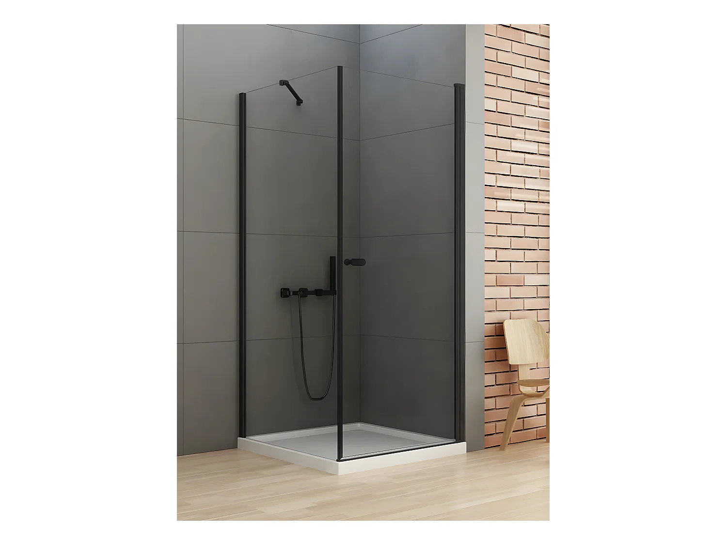 Cabine de douche pivotante  100x90 cm noir RHODES BLACK