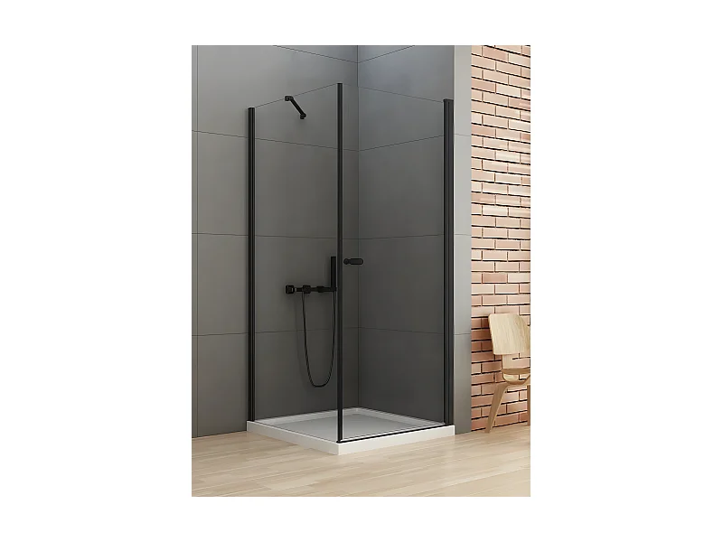 Cabine de douche pivotante  100x110 cm noir RHODES BLACK