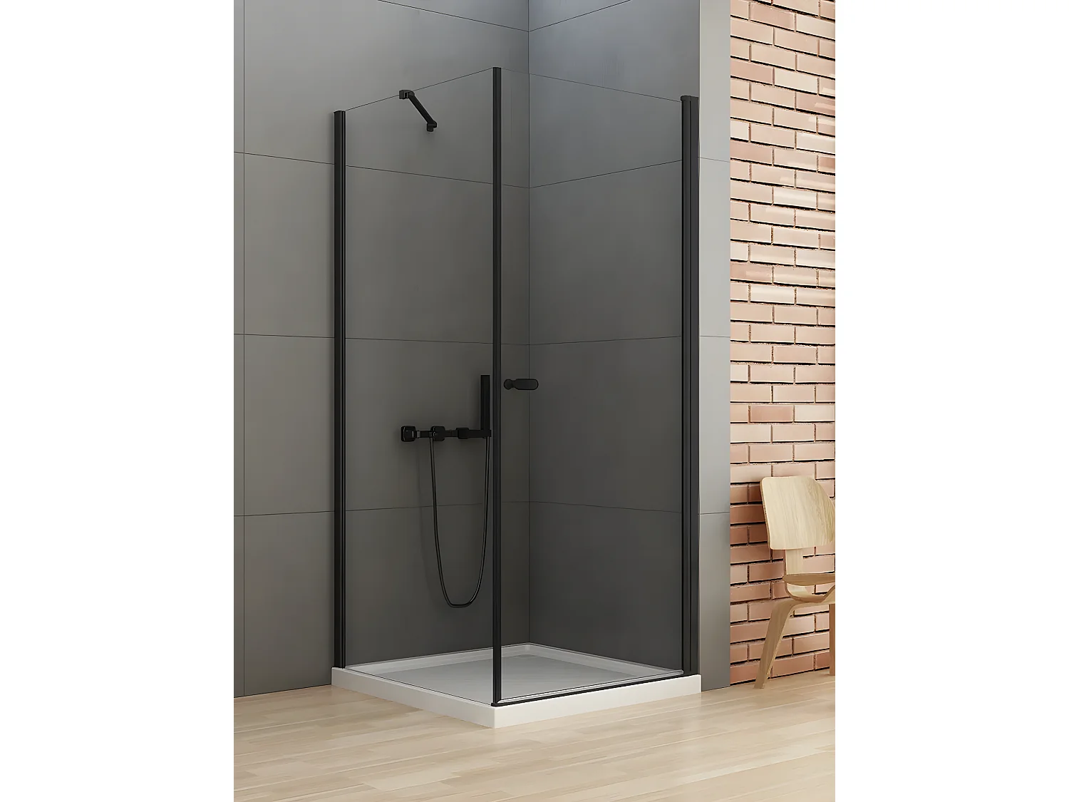 Cabine de douche pivotante  90x80 cm noir RHODES BLACK