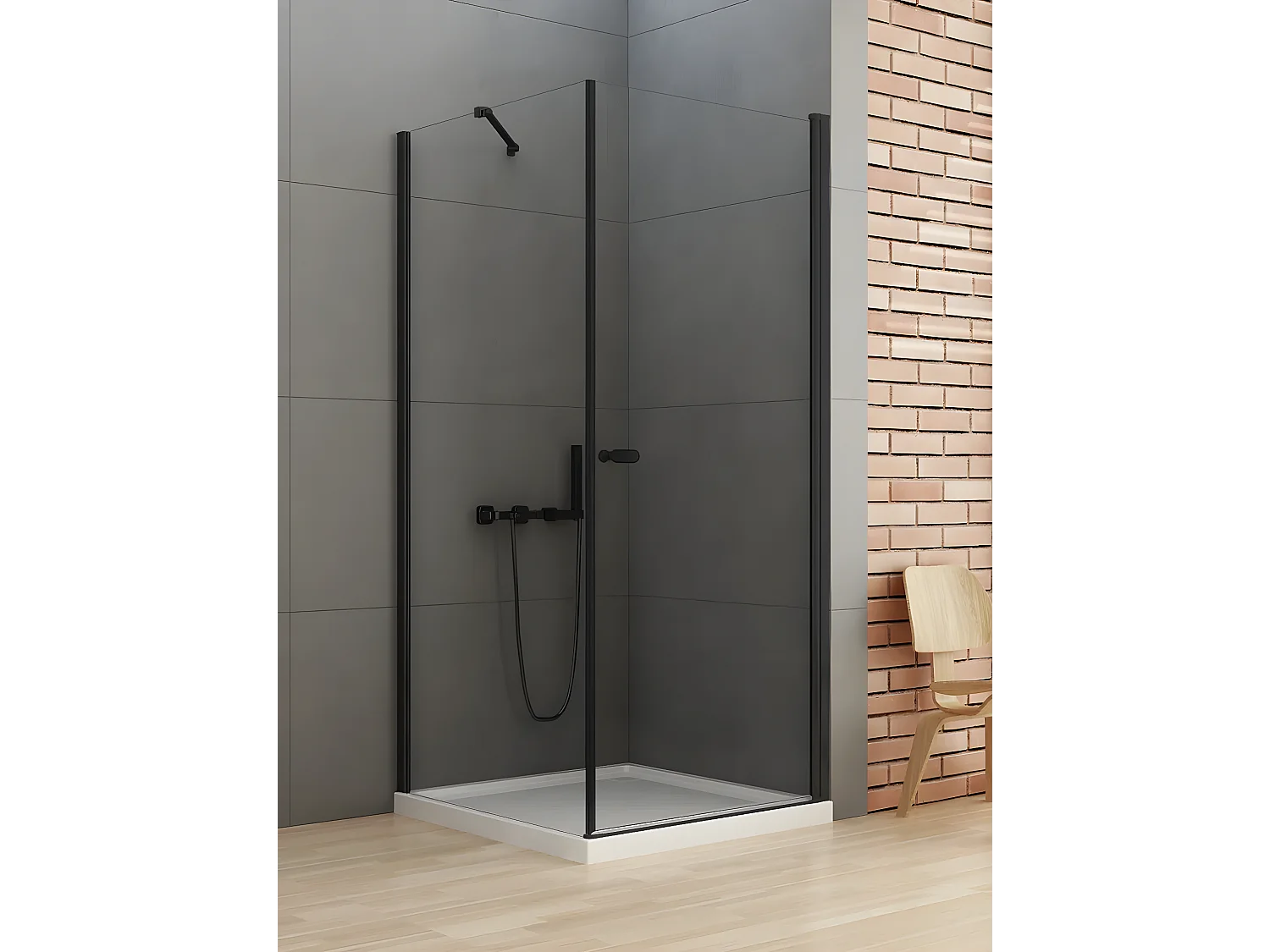Cabine de douche pivotante  90x80 cm noir RHODES BLACK
