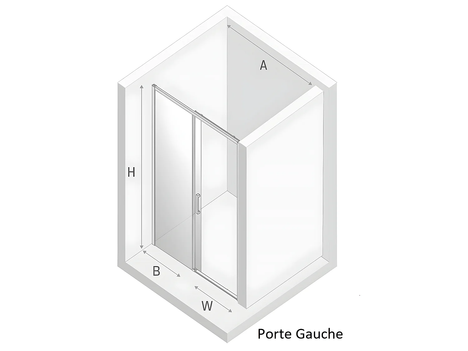 Porte de douche coulissante chromé gauche 2 volets IBIZA CHROME,Largeur:  100 cm