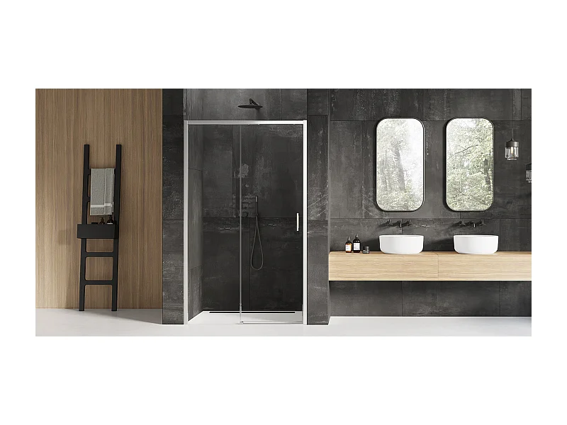 Porte de douche coulissante chromé gauche 2 volets IBIZA CHROME,Largeur:  150 cm