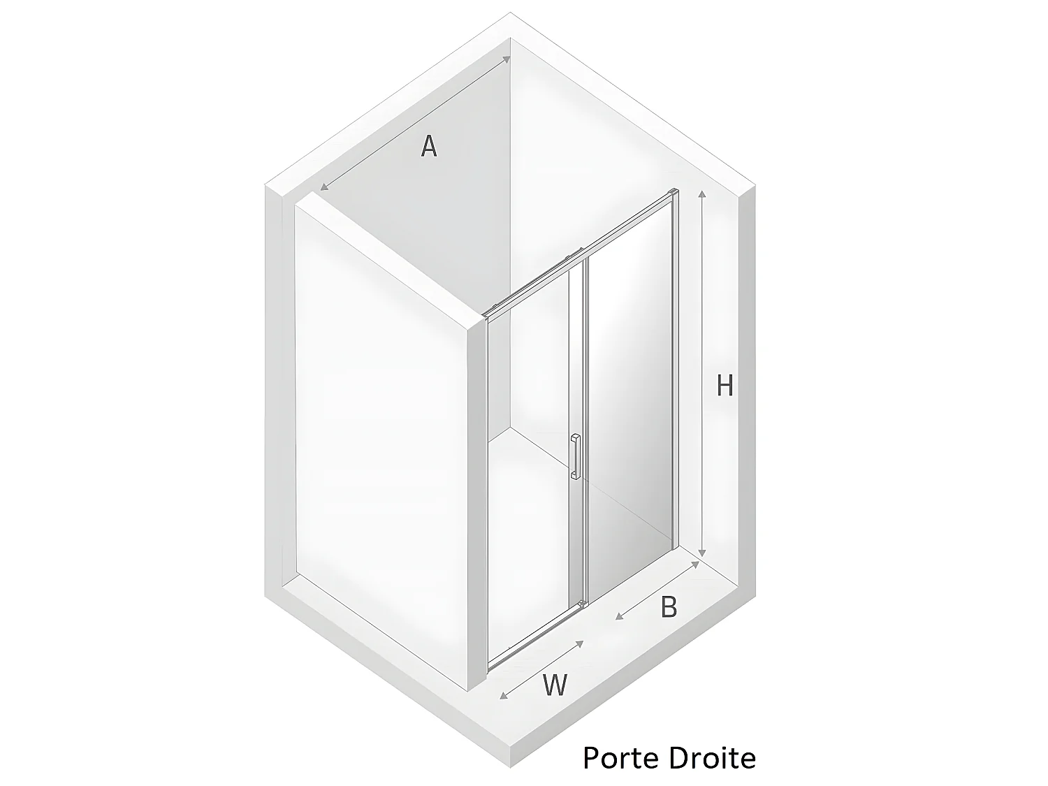 Porte de douche 140 cm coulissante blanche droite 2 volets  MARTINIQUE WHITE