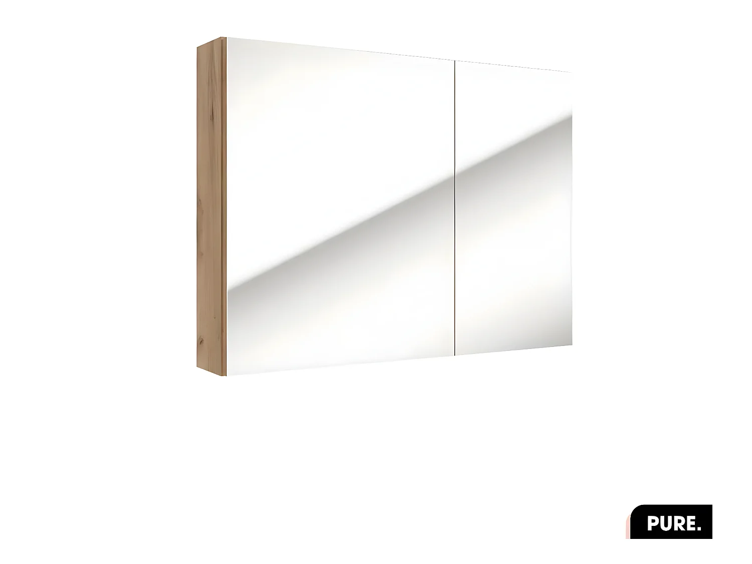 Armoire murale de salle de bain - avec miroir | PURE | Oak | 80 × 60 × 15