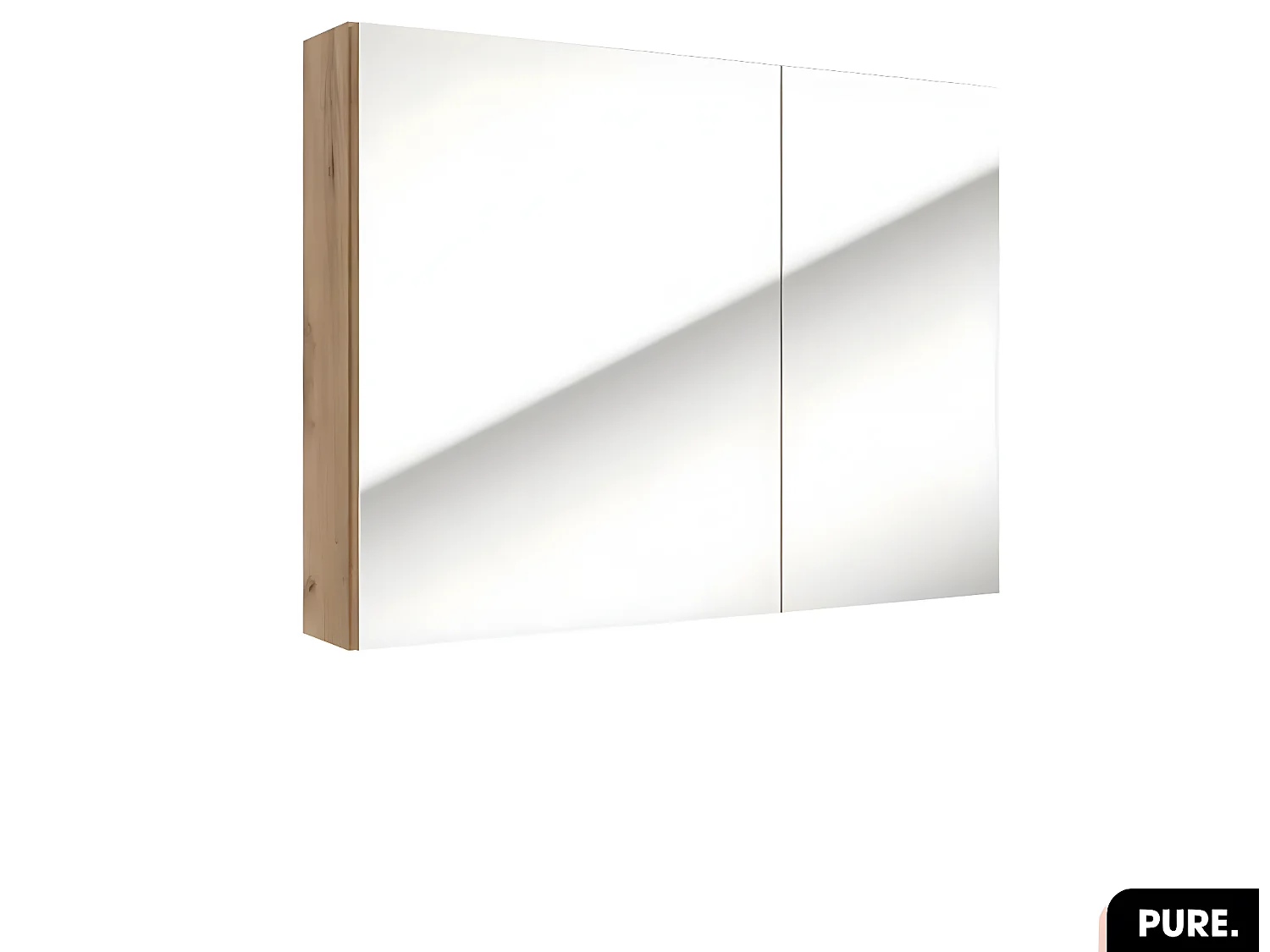 Armoire murale de salle de bain - avec miroir | PURE | Oak | 80 × 60 × 15