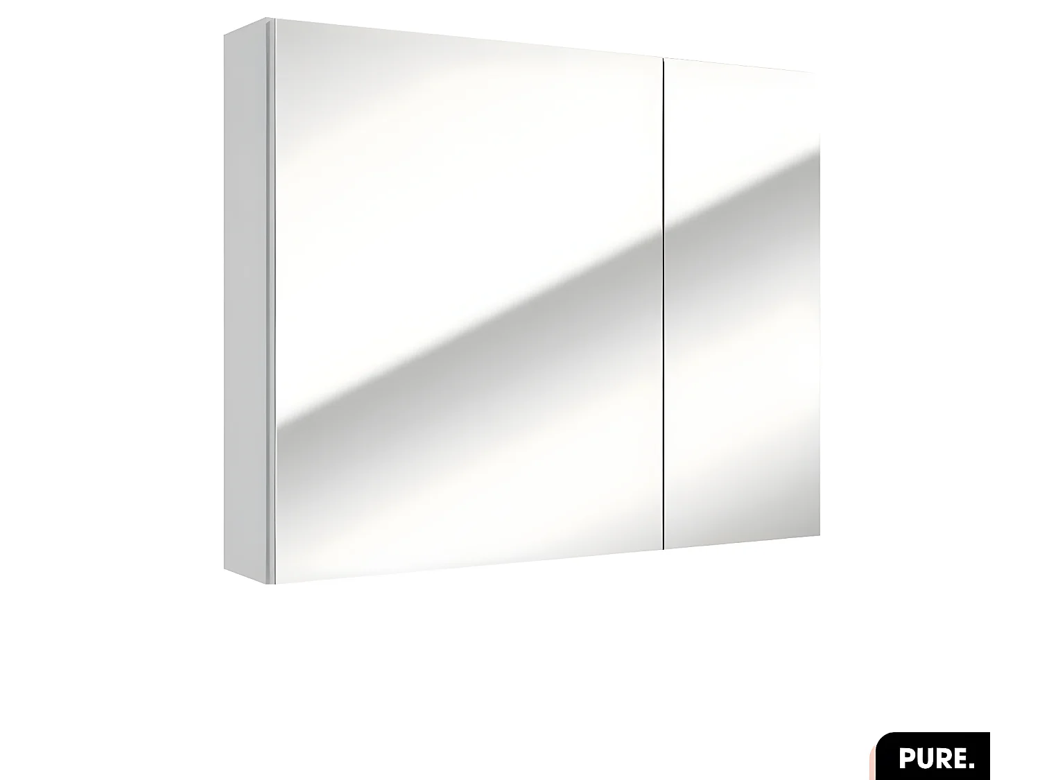 Armoire murale de salle de bain - avec miroir | PURE | Blanc | 80 × 60 × 15