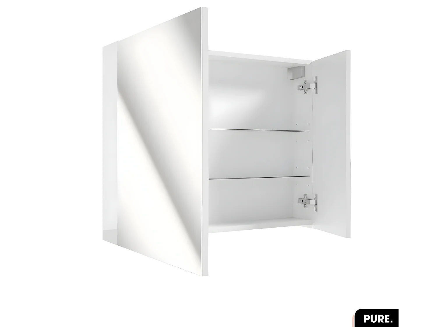 Armoire murale de salle de bain - avec miroir | PURE | Blanc | 80 × 60 × 15