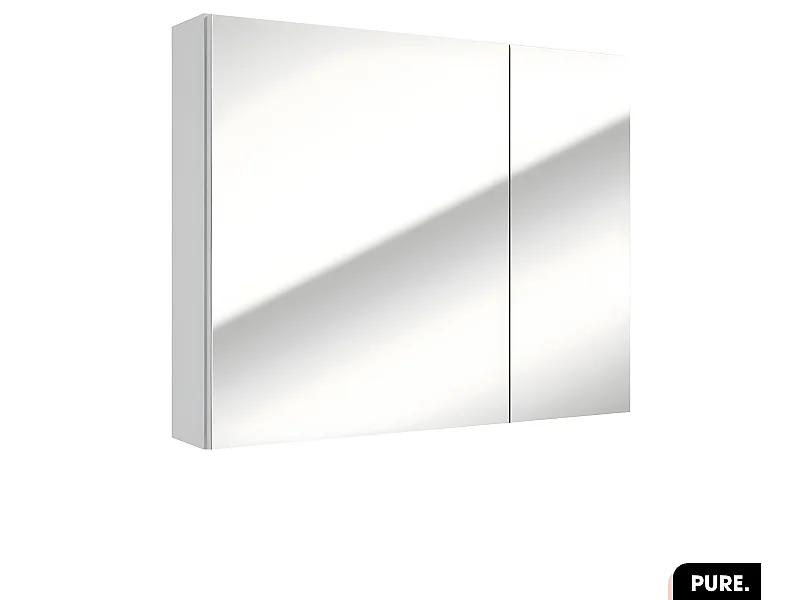 Armoire murale de salle de bain - avec miroir | PURE | Blanc | 80 × 60 × 15
