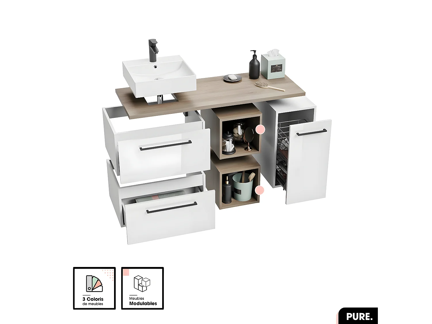 Cube murale modulable | PURE | OAK | 30 × 30 × 20