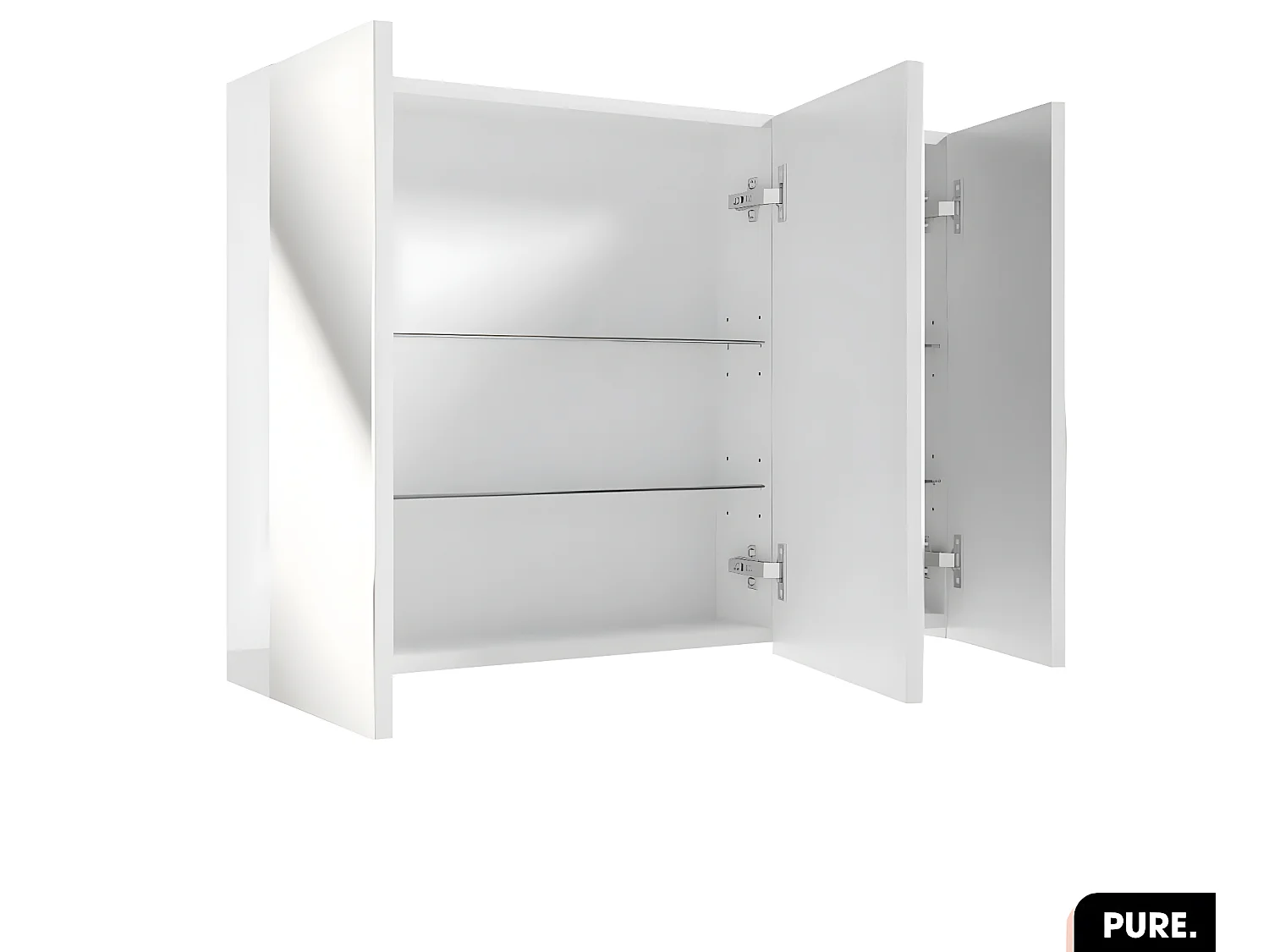 Armoire murale de salle de bain - avec miroir | PURE | Blanc | 85 × 60 × 15