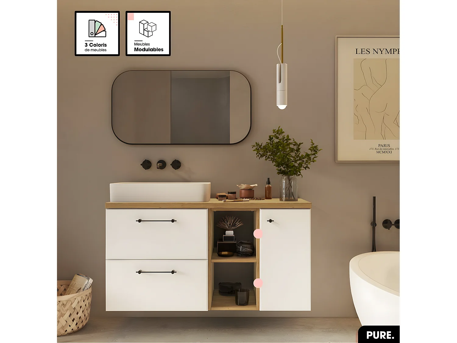 Cube murale modulable | PURE | Hêtre | 30 × 30 × 20