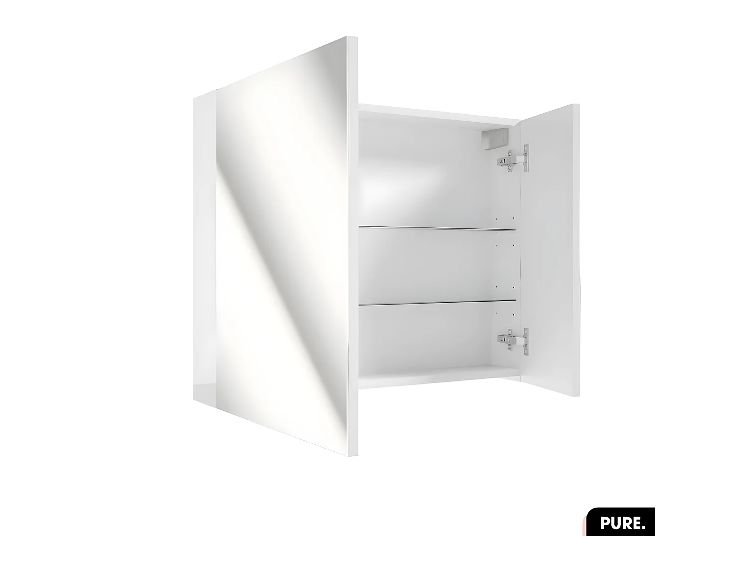 Armoire murale de salle de bain - avec miroir | PURE | Noir | 80 × 60 × 15