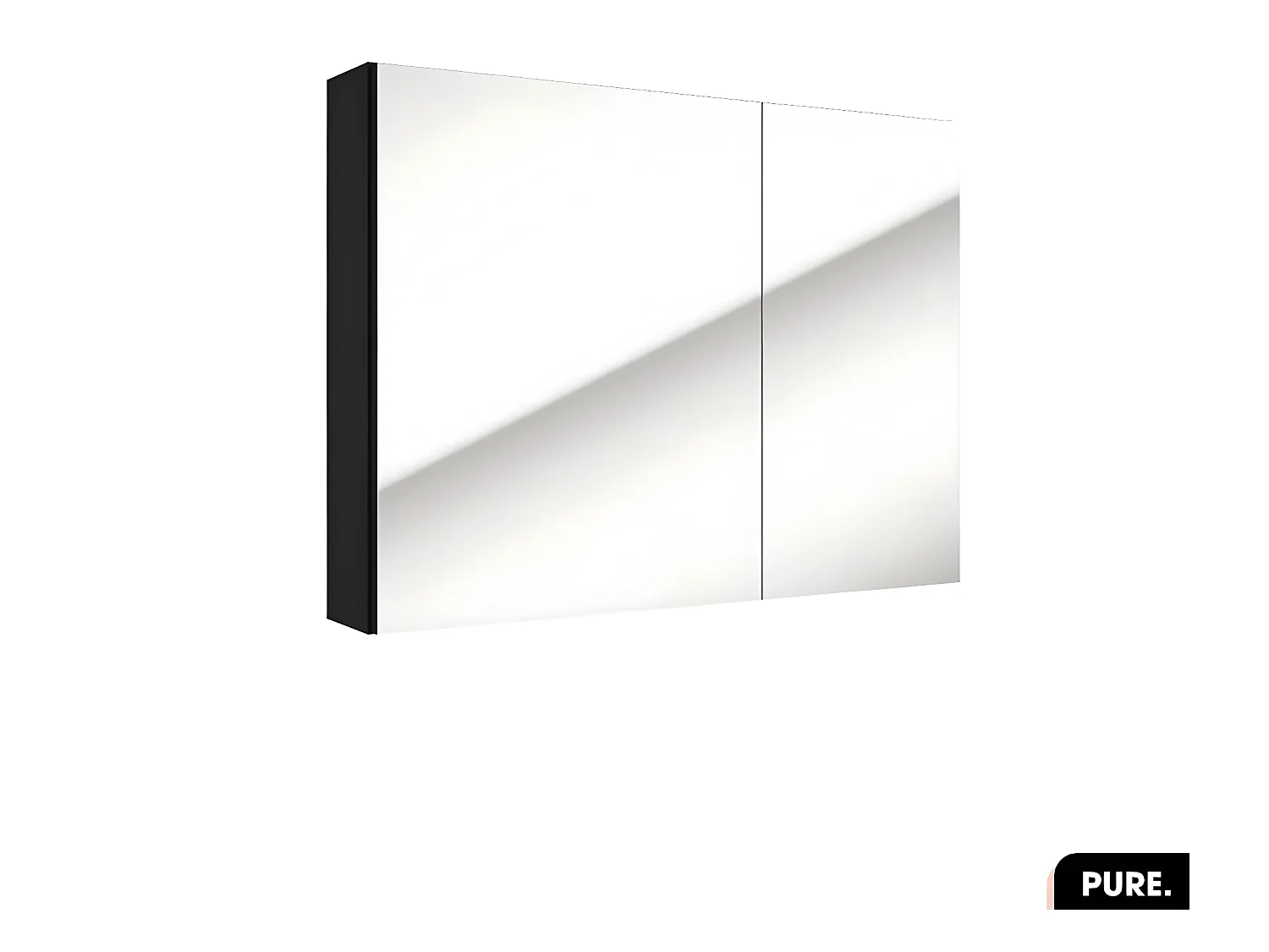 Armoire murale de salle de bain - avec miroir | PURE | Noir | 80 × 60 × 15