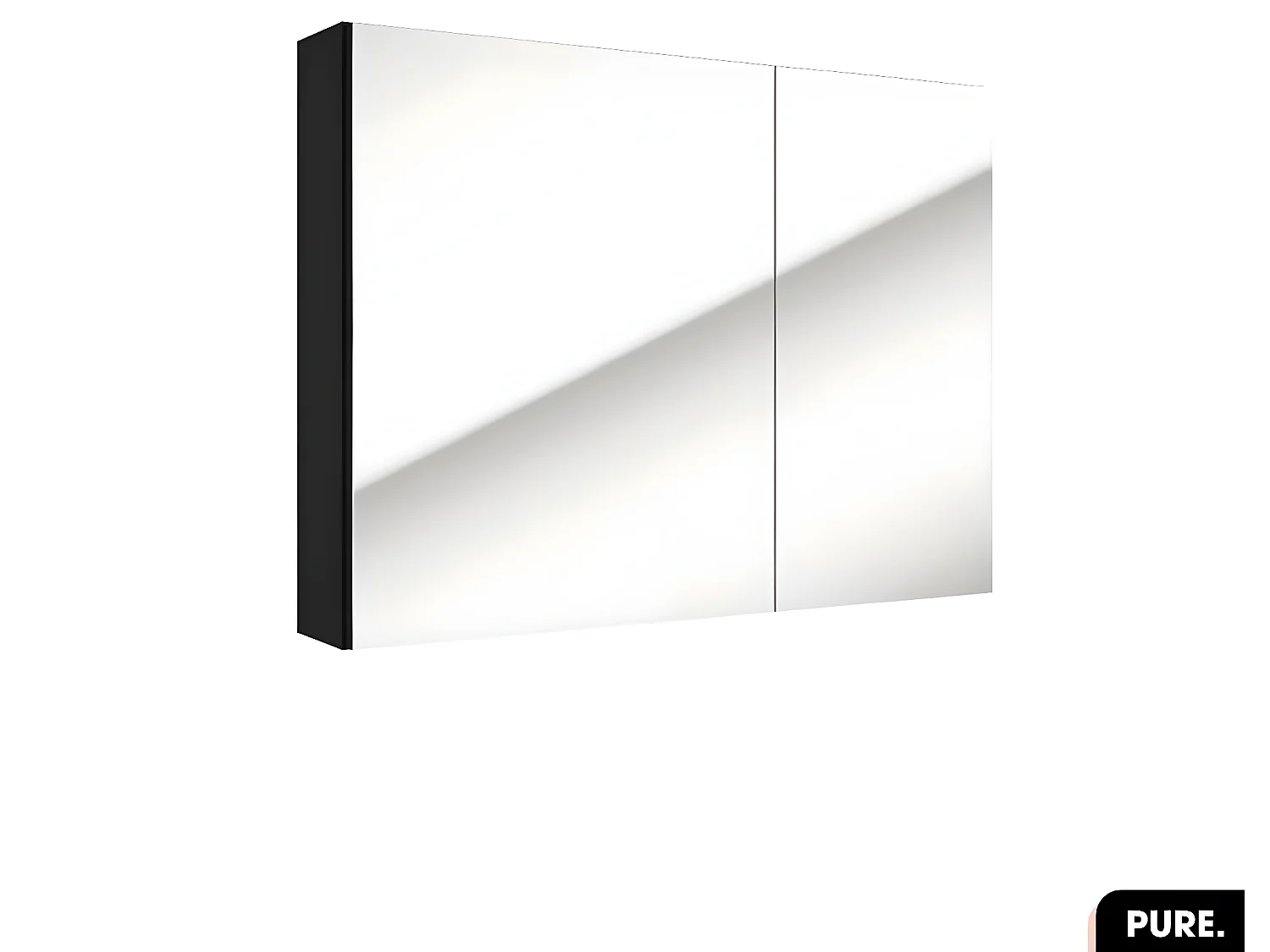 Armoire murale de salle de bain - avec miroir | PURE | Noir | 80 × 60 × 15