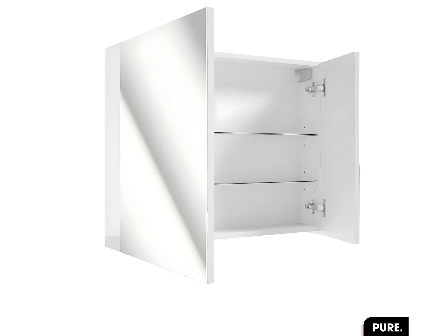 Armoire murale de salle de bain - avec miroir | PURE | Noir | 80 × 60 × 15