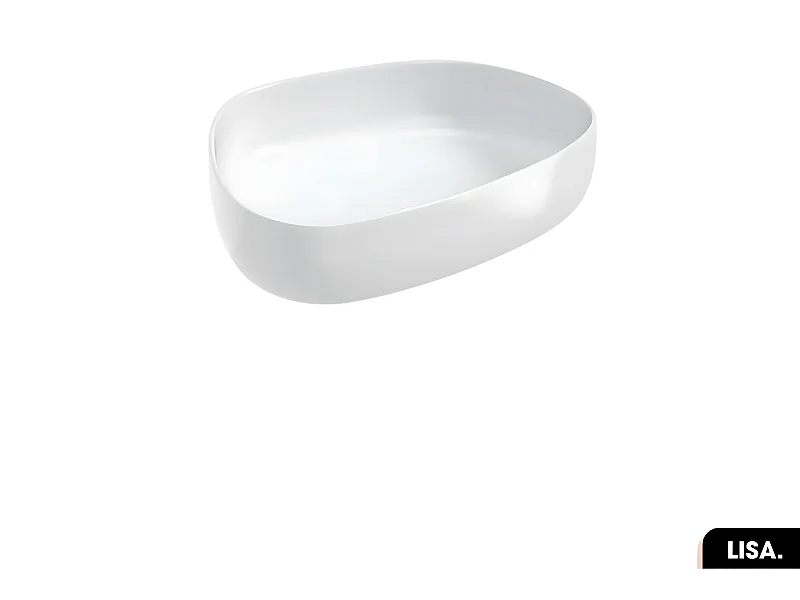 Vasque à poser avec siphon OFFERT | LISA | Blanc | 48,5 × 12,5 × 36,5