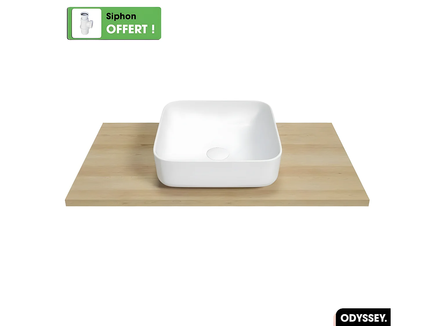 Vasque à poser avec siphon OFFERT | ODYSSEY | Blanc | 39 × 13 × 39