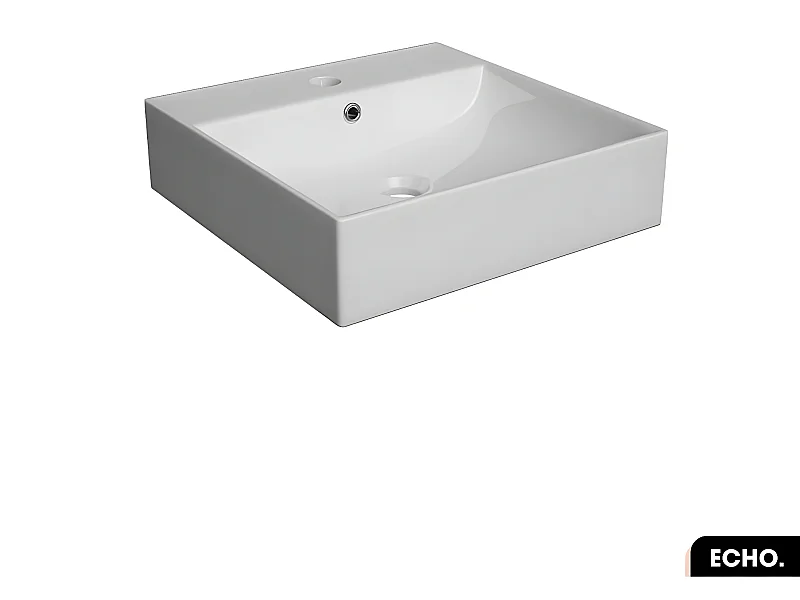 Vasque à poser avec siphon OFFERT | ECHO | Blanc | 40 × 10 × 40