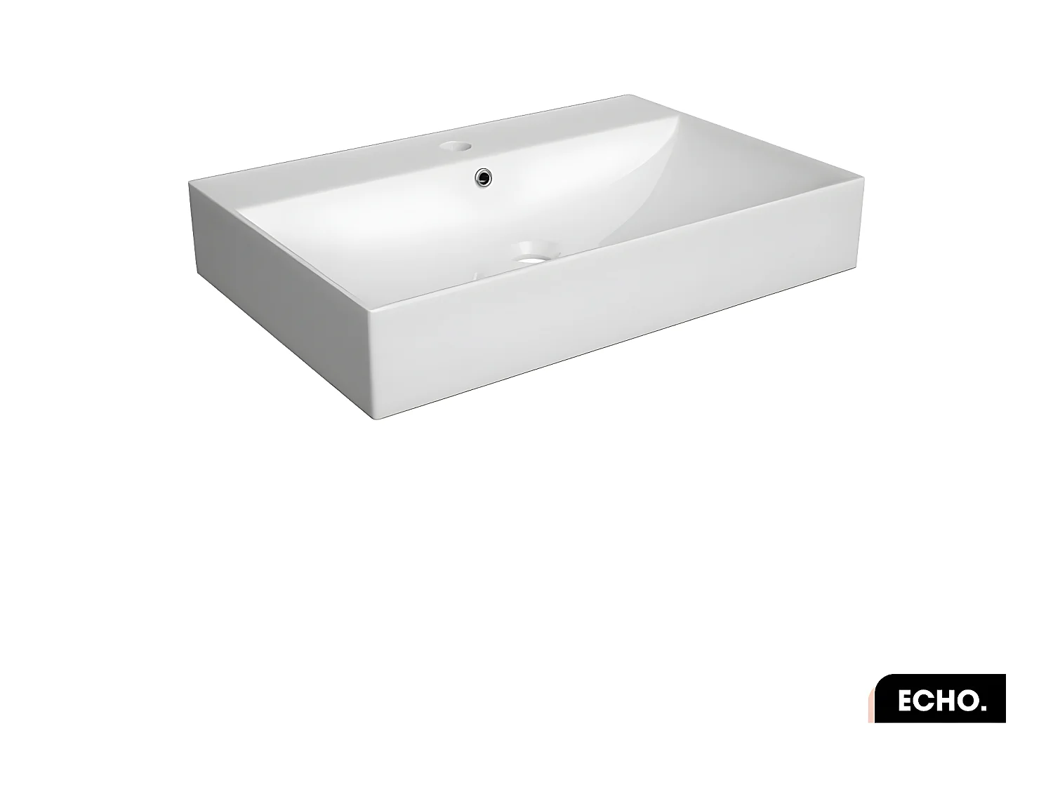 Vasque à poser avec siphon OFFERT | ECHO | Blanc | 60 × 10 × 40