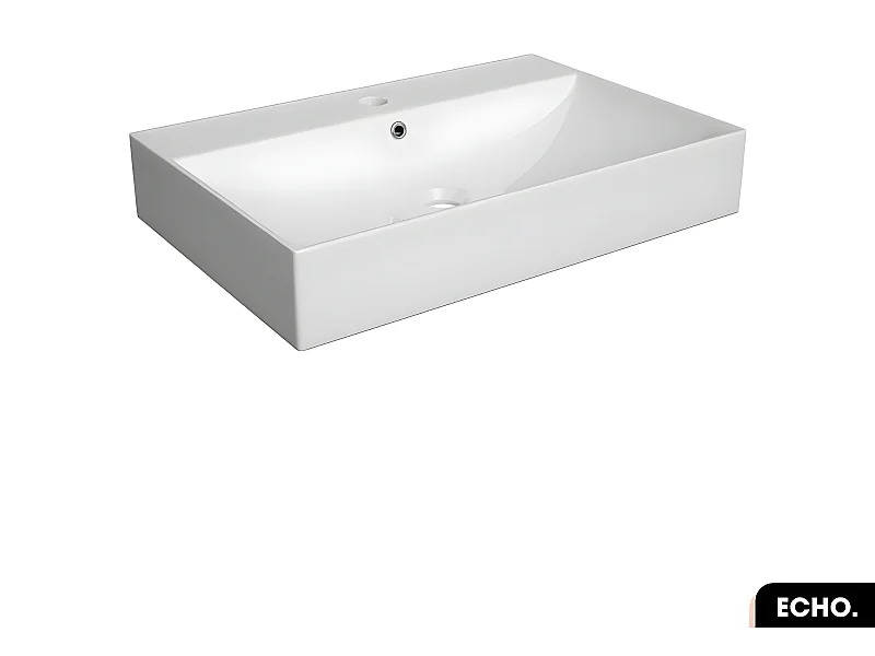 Vasque à poser avec siphon OFFERT | ECHO | Blanc | 60 × 10 × 40