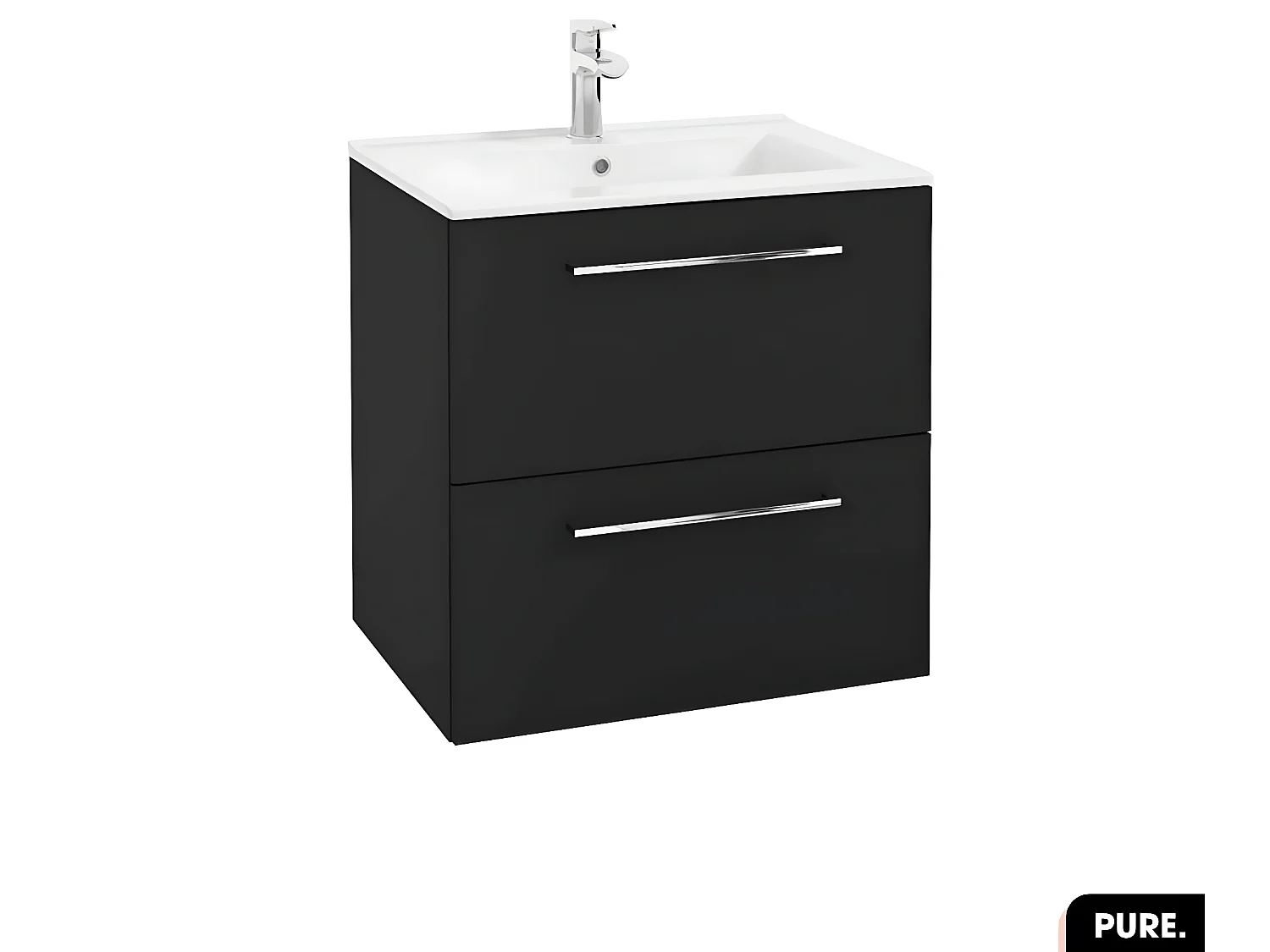 Ensemble meuble sous vasque avec vasque - Siphon OFFERT | PURE | Noir | 60 × 60 × 45