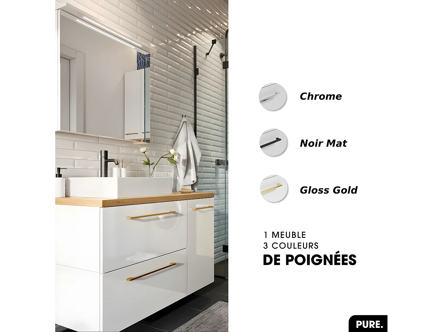 Meuble sous vasque | PURE | Blanc | 80 × 30 × 45