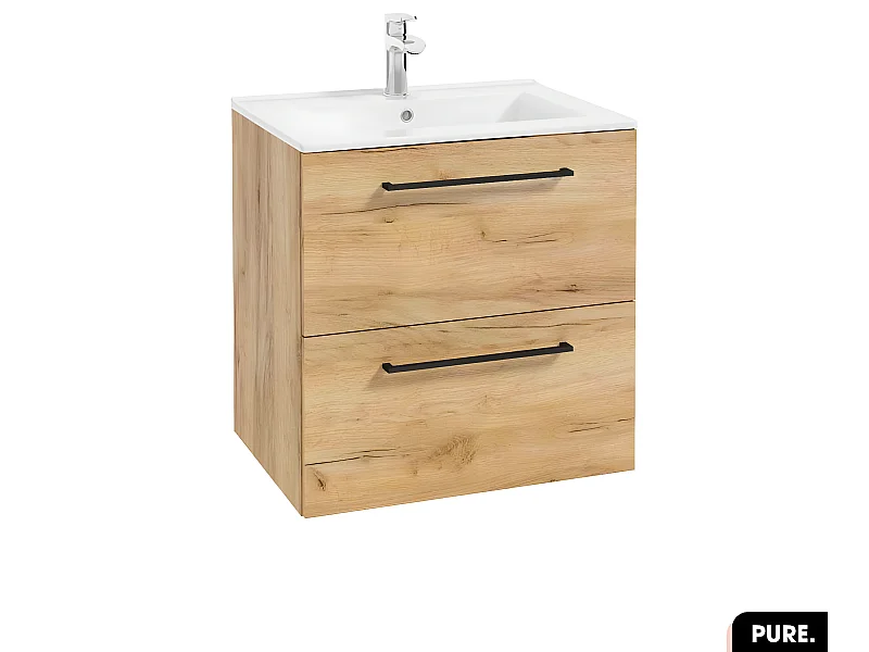 Ensemble meuble sous vasque avec vasque - Siphon OFFERT | PURE | Oak | 60 × 60 × 45