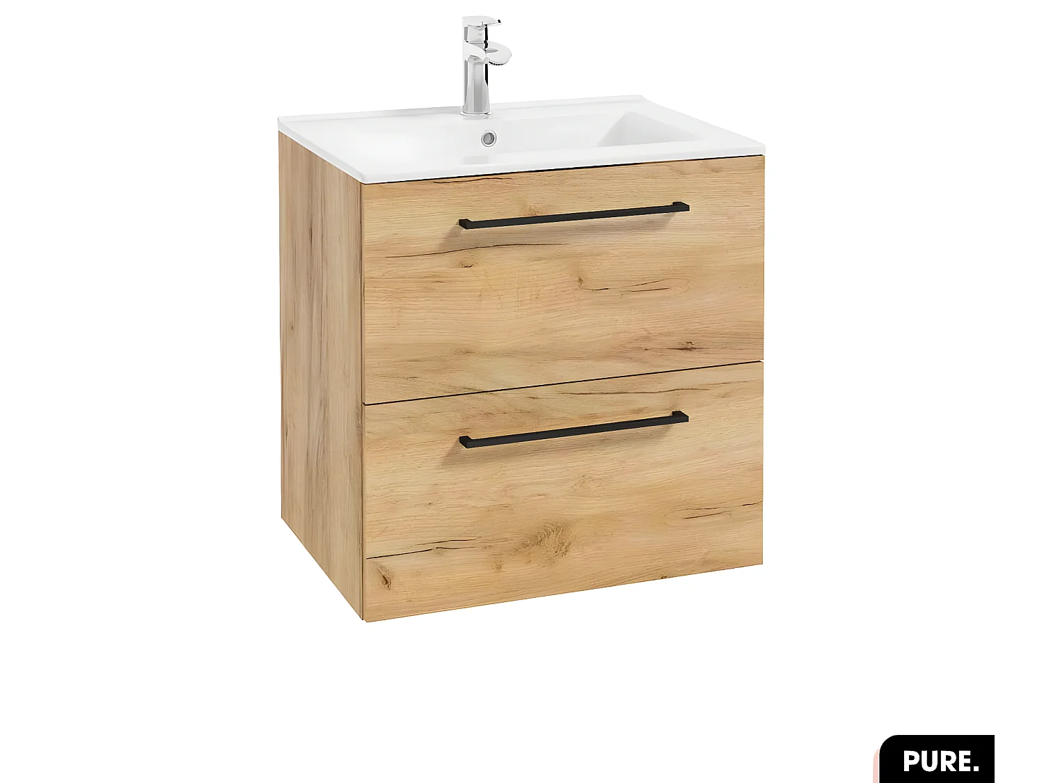 Ensemble meuble sous vasque avec vasque - Siphon OFFERT | PURE | Oak | 60 × 60 × 45