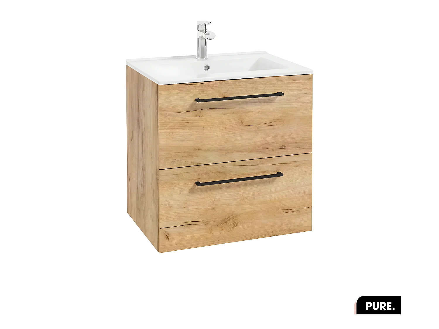 Ensemble meuble sous vasque avec vasque - Siphon OFFERT | PURE | Oak | 60 × 60 × 45