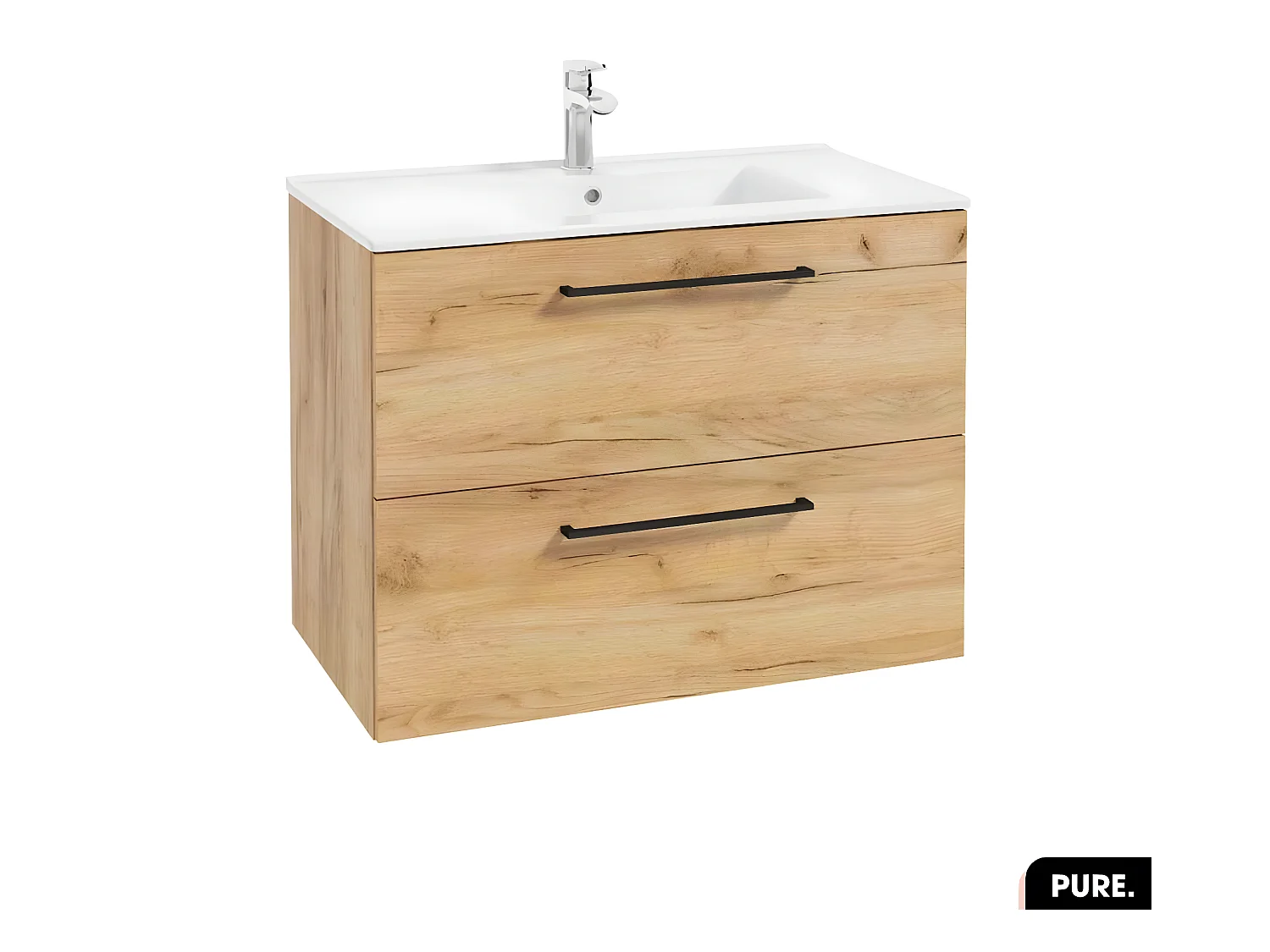 Ensemble meuble sous vasque avec vasque - Siphon OFFERT | PURE | Oak | 80 × 60 × 45