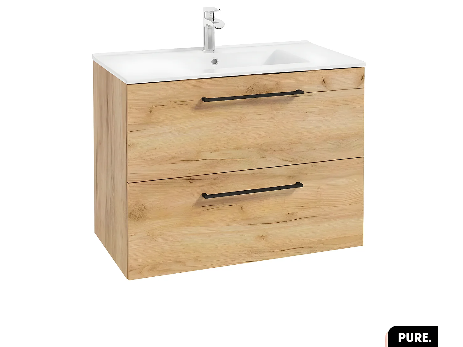 Ensemble meuble sous vasque avec vasque - Siphon OFFERT | PURE | Oak | 80 × 60 × 45