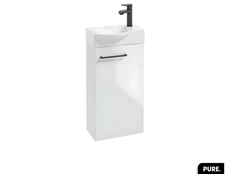 Meuble lave-mains avec vasque - Siphon OFFERT | PURE | Blanc | 39 × 60 × 22